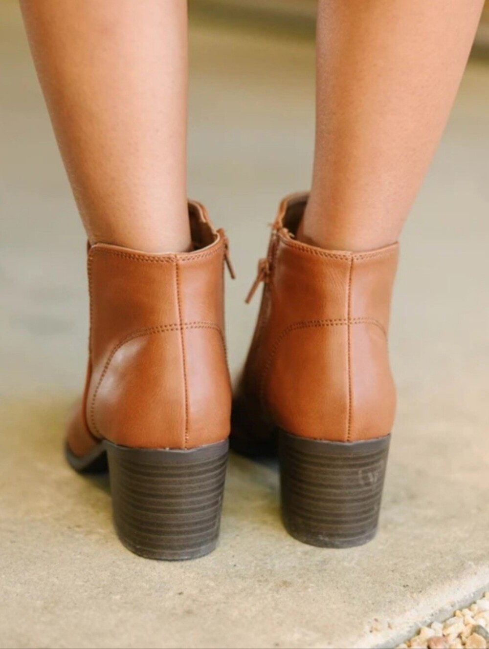 Naturalizer Tan Brown Leather Ankle Booties with Side Zip - Picture 4 of 7
